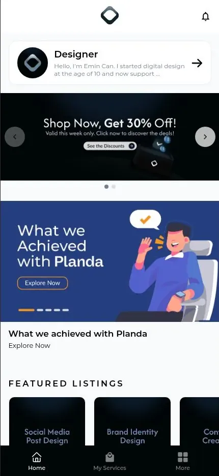 The Dodesign Mini App home screen