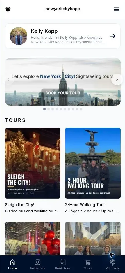 The New York City Kopp Mini App home screen