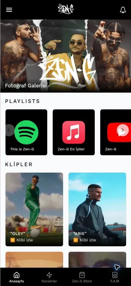 The Zen-G Mini App home screen